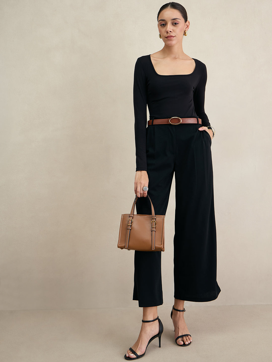 Black Flared Knit Trousers