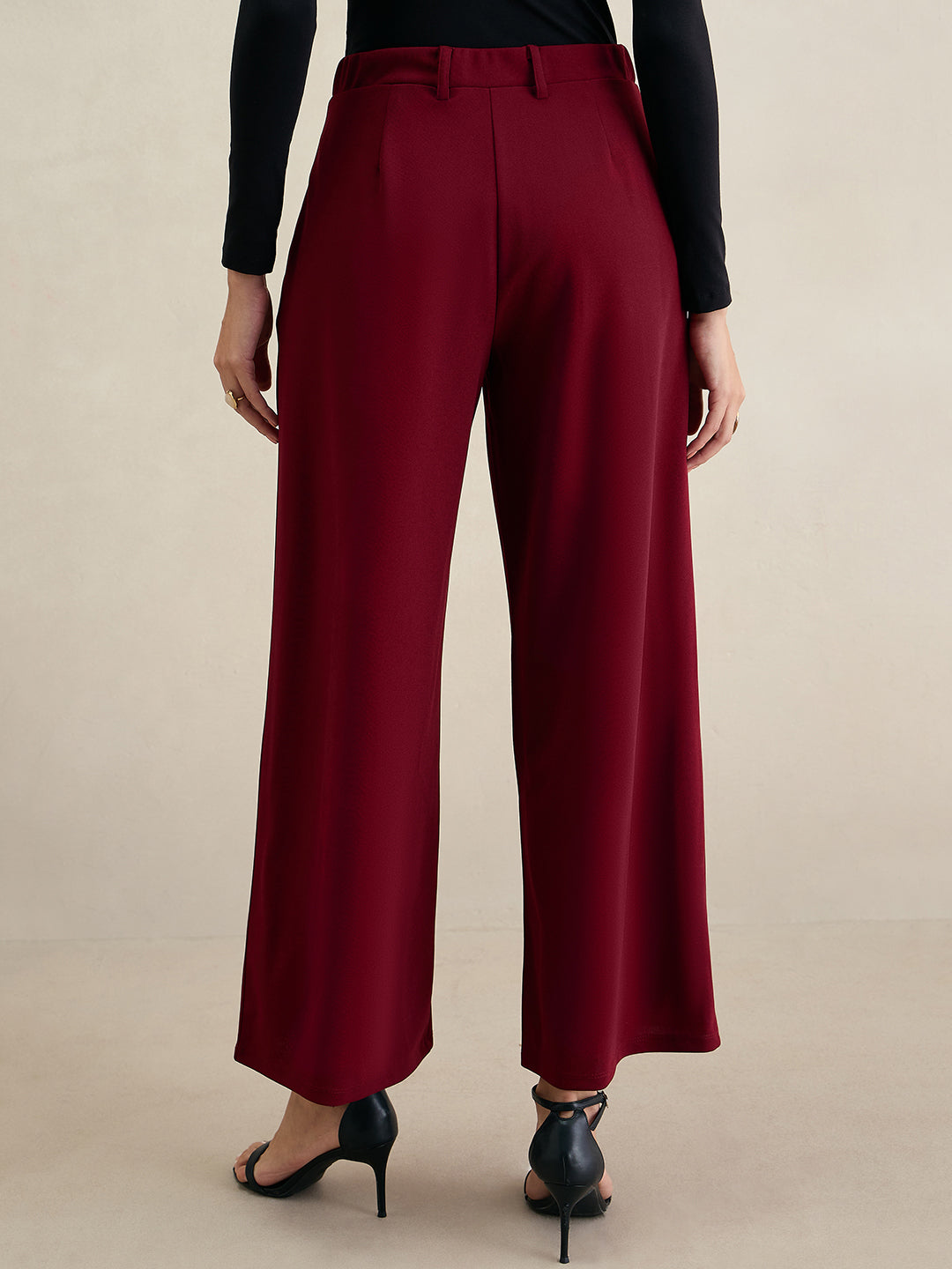 Maroon Flared Knit Trousers