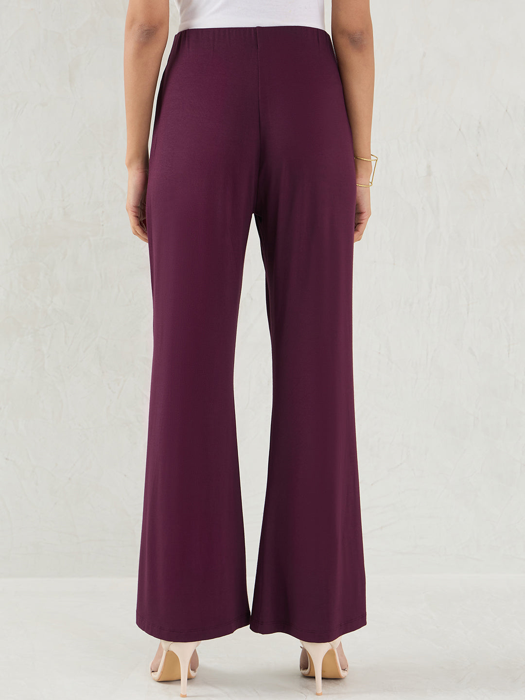 Wine Knit Flared Pants