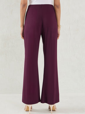 Wine Knit Flared Pants