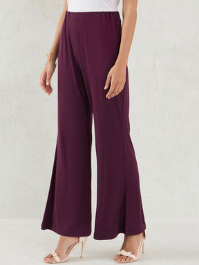 Wine Knit Flared Pants