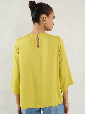 Citrine Green Pleat Detail Top