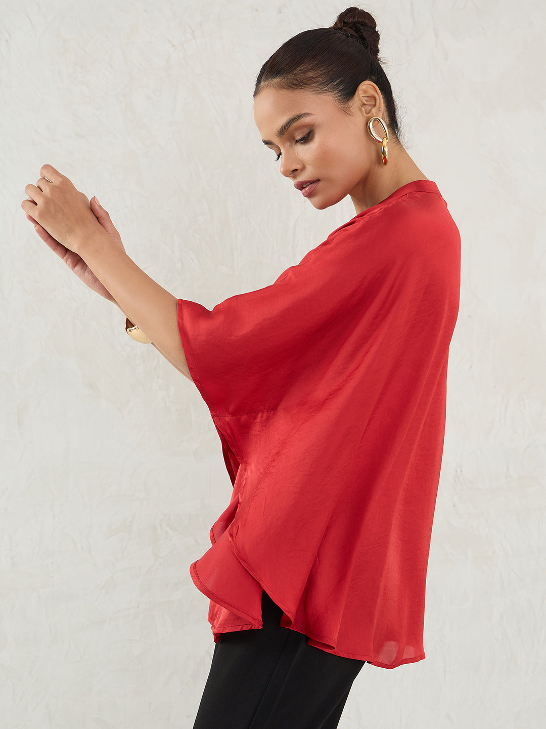 Red Satin Oversized Shirt