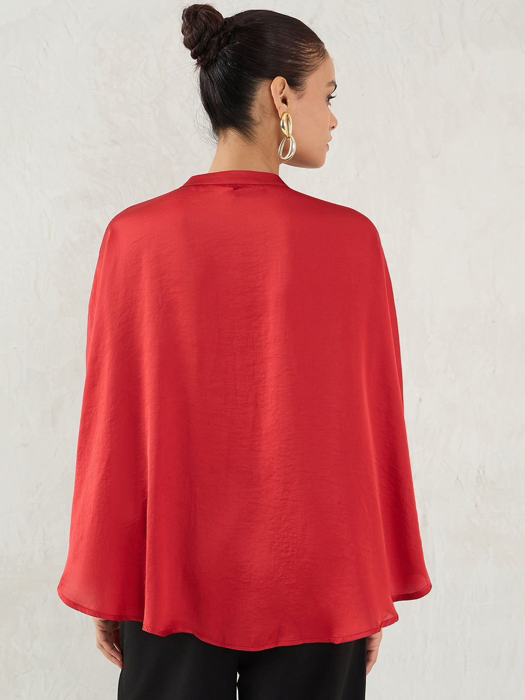 Red Satin Oversized Shirt