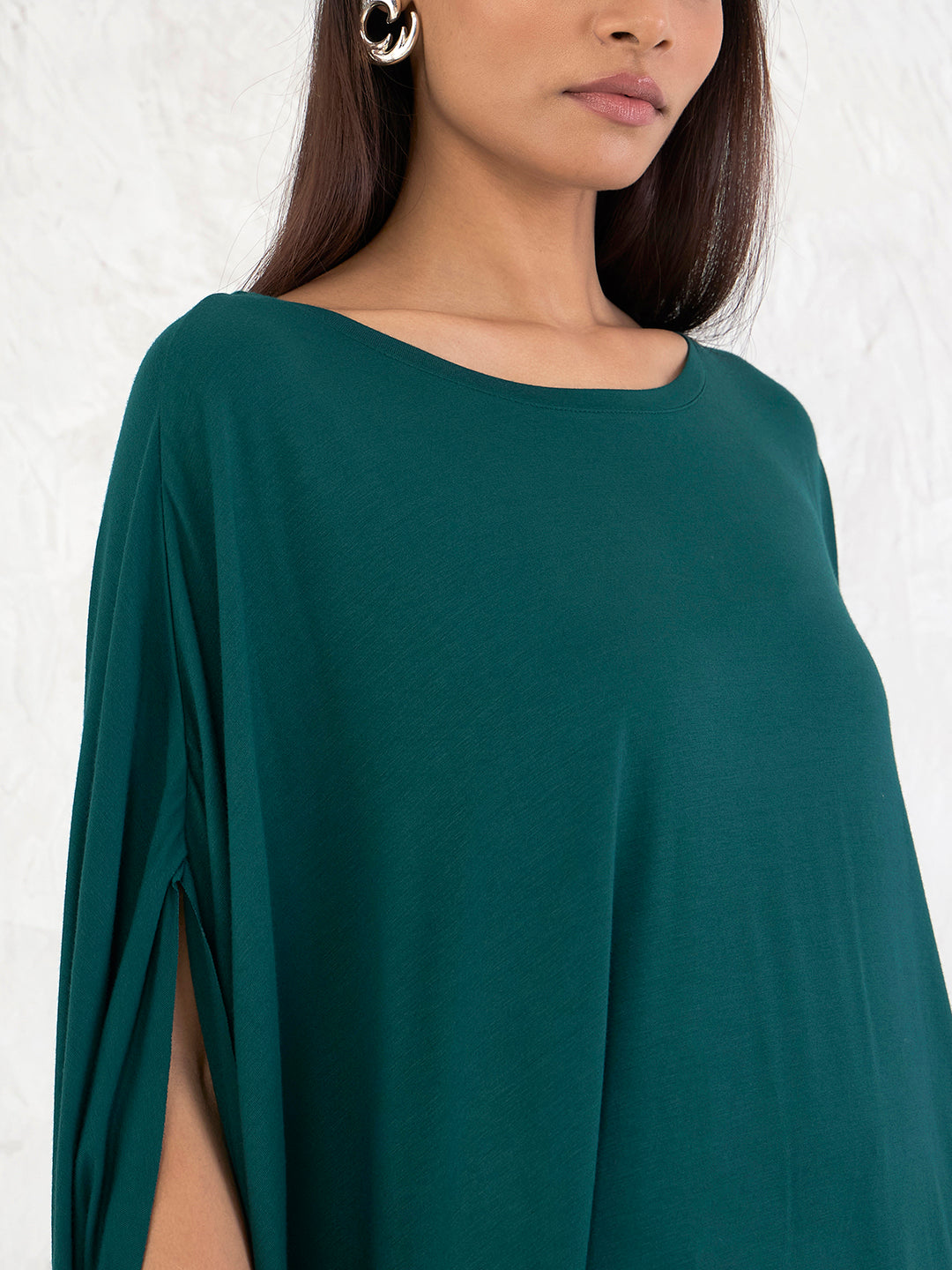 Bamboo Green Knit Asymmetrical Top