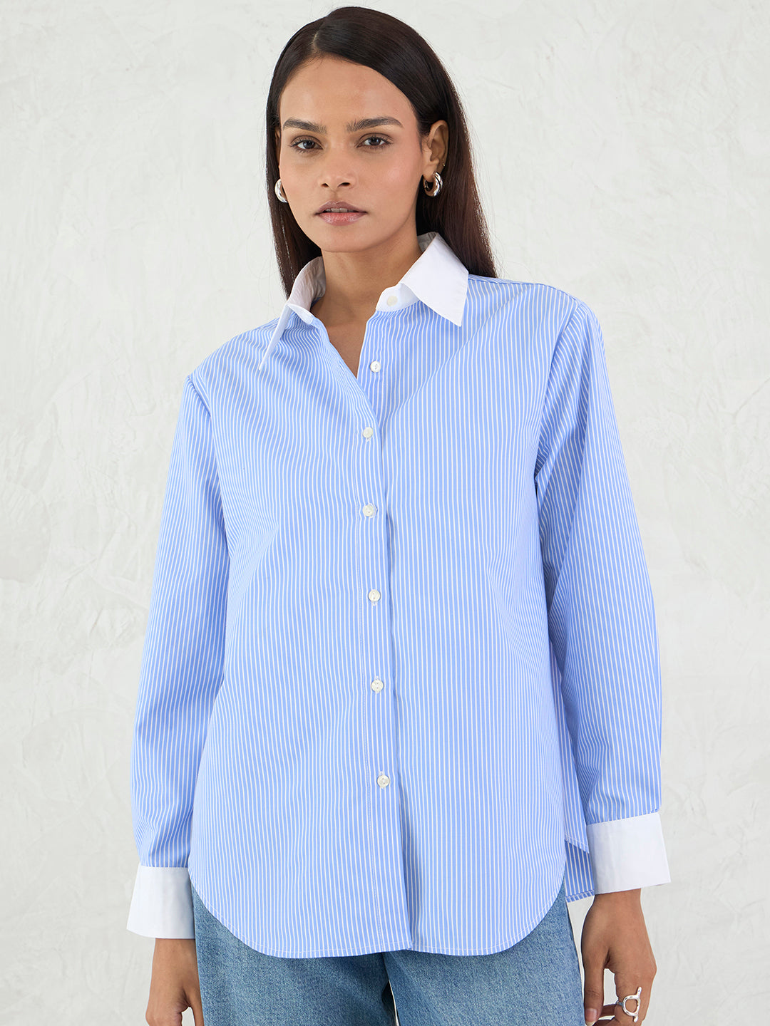 Blue Stripe Colorblock Shirt