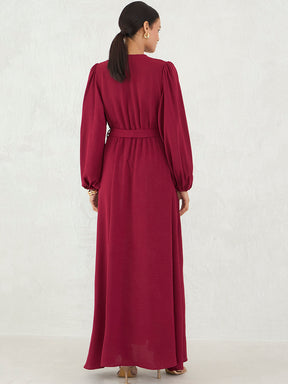 Maroon Wrap Maxi Dress