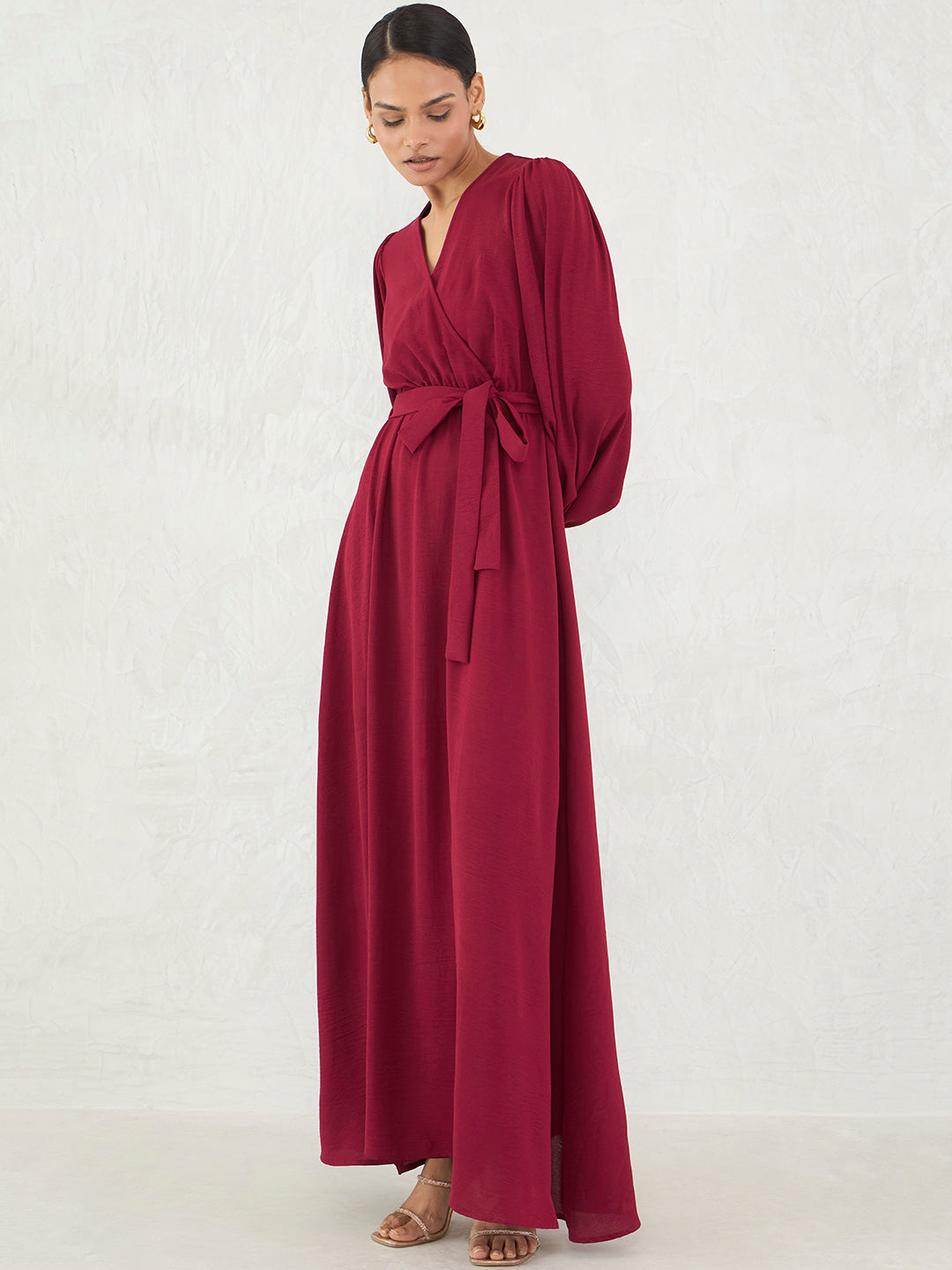 Maroon Wrap Maxi Dress