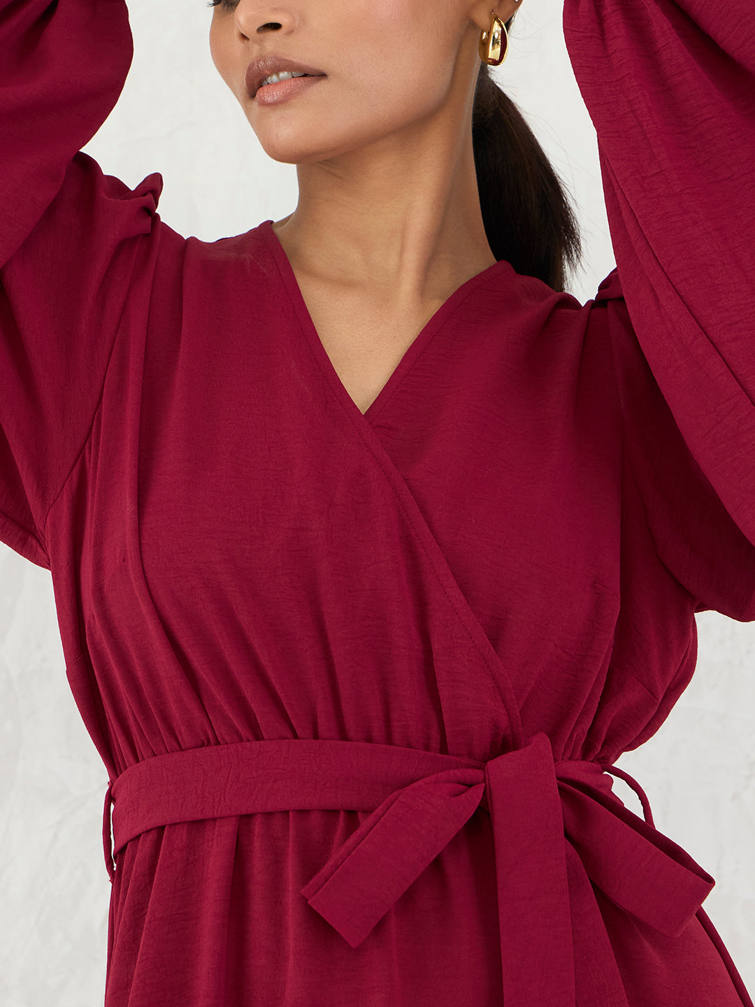 Maroon Wrap Maxi Dress