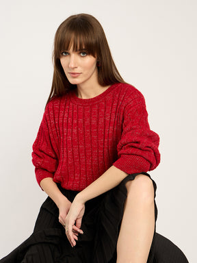 Cranberry Lurex Crew Neck Sweater