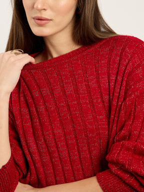 Cranberry Lurex Crew Neck Sweater