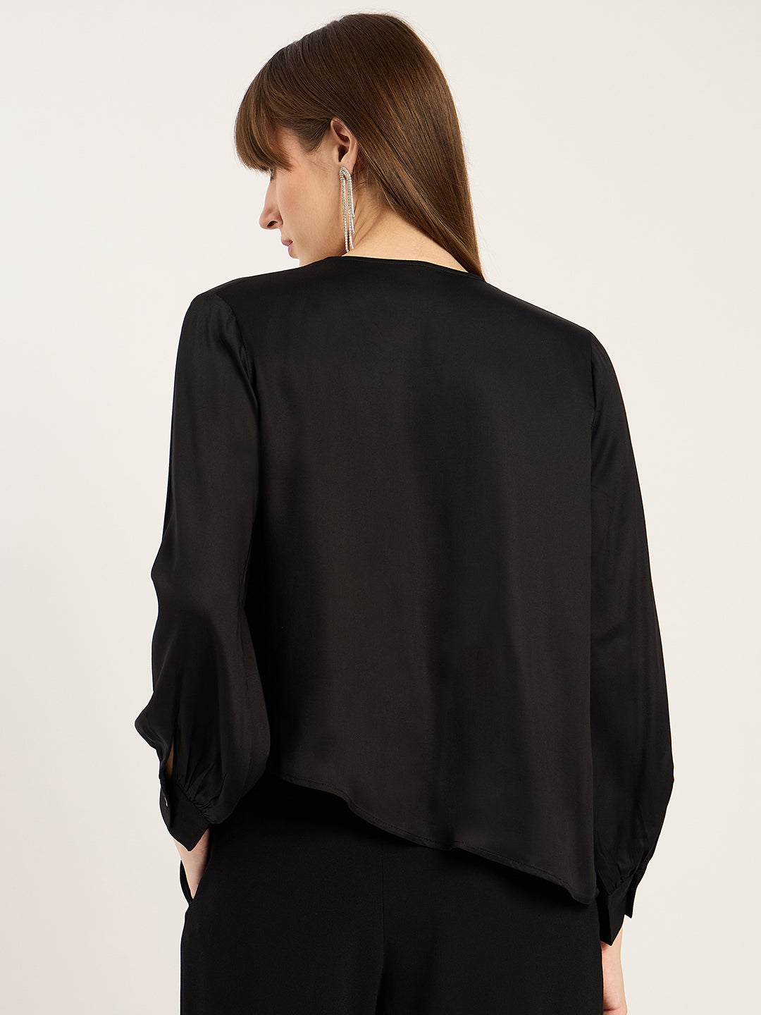 Black Cowl Asymmetrical Top