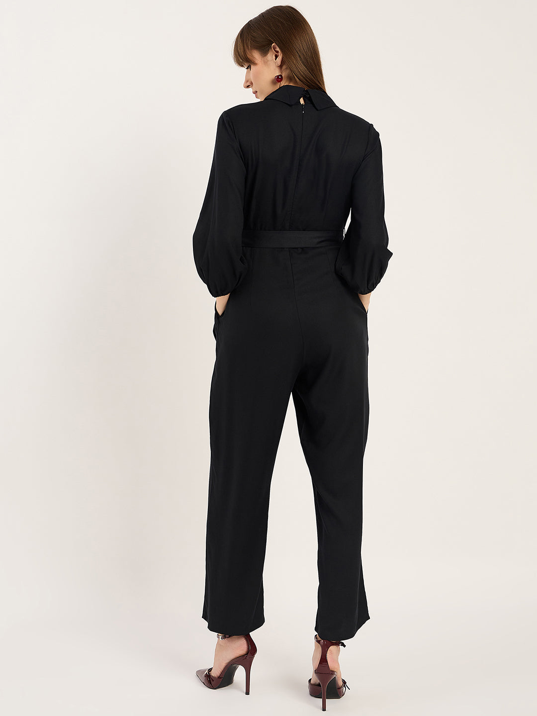 Black Lapel Detail Jumpsuit