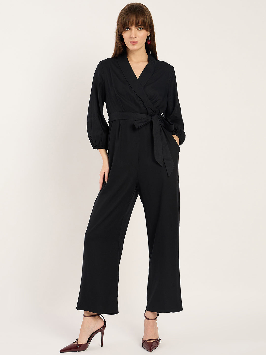 Black Lapel Detail Jumpsuit