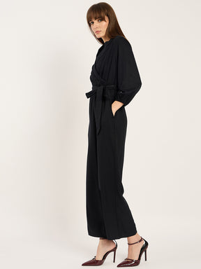 Black Lapel Detail Jumpsuit