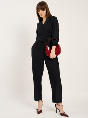 Black Lapel Detail Jumpsuit