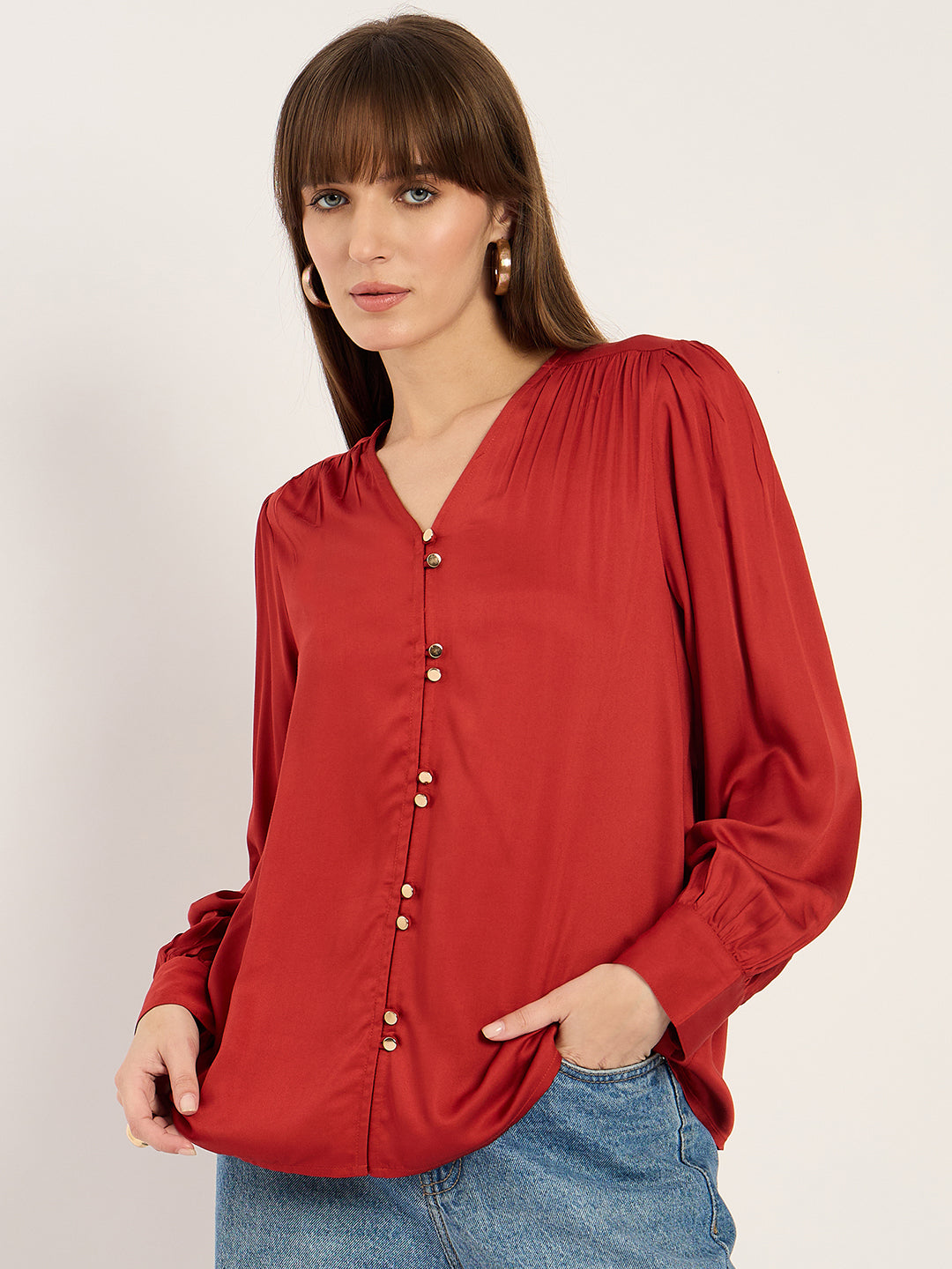 Rust Dual Button Detailing Top