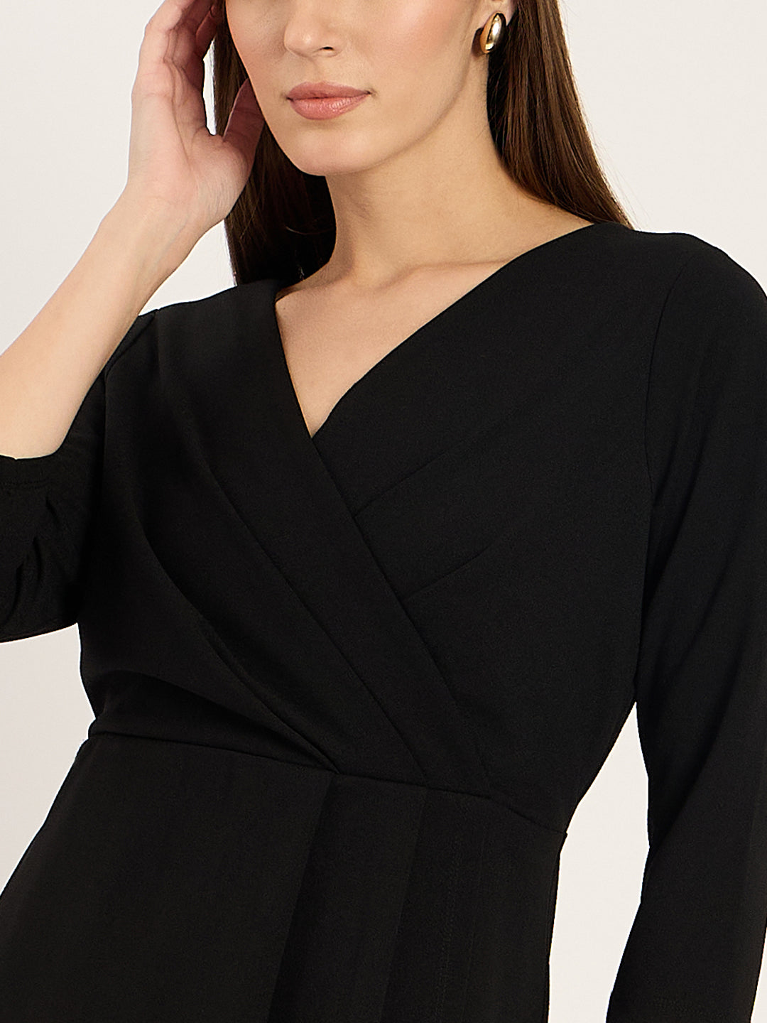 Black Fixed Wrap Maxi Dress