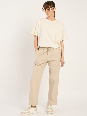 Beige Straight Fit Pants