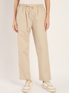 Beige Straight Fit Pants