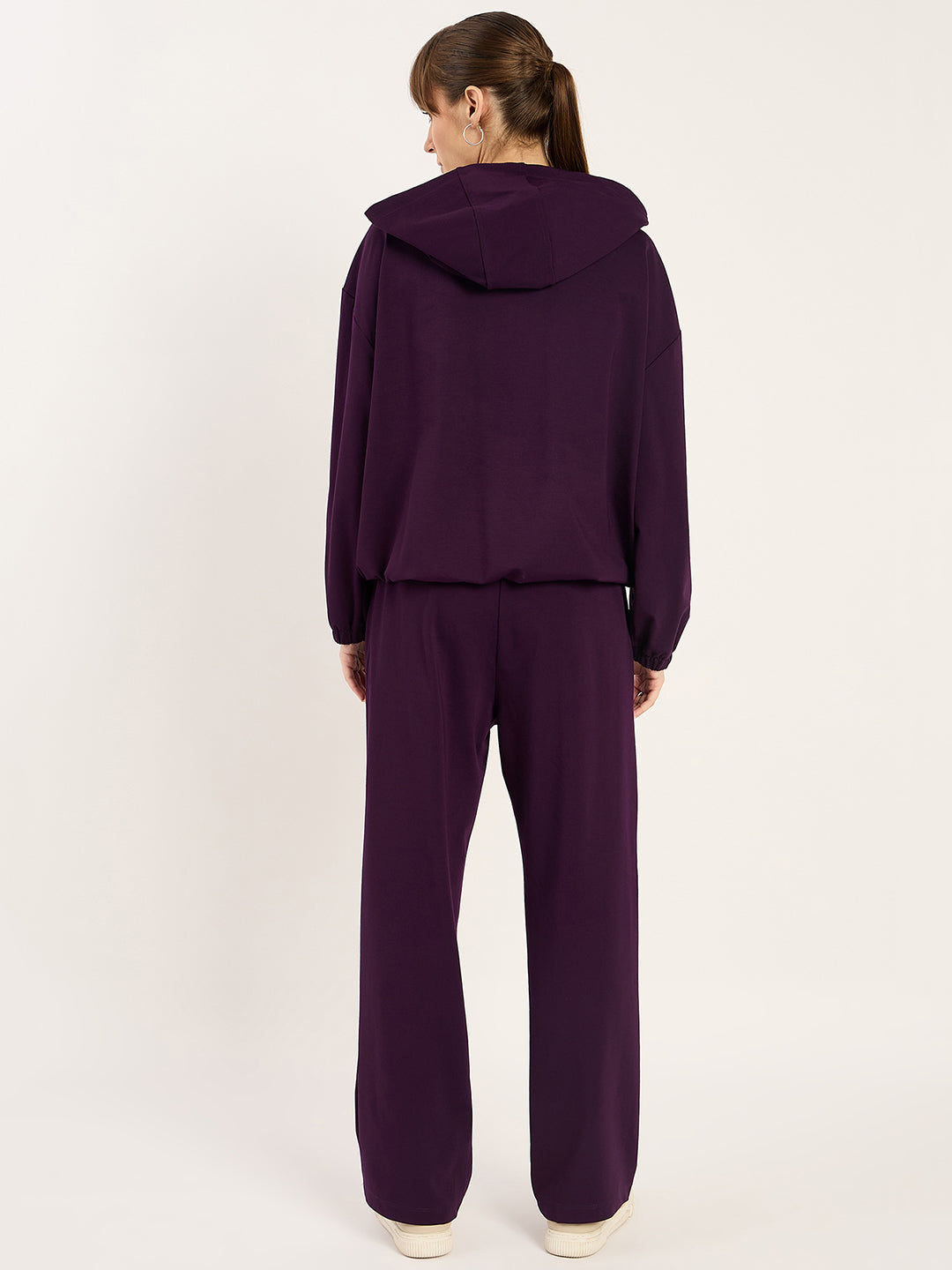 Deep Purple Half Zip Up Hooded Travel Set