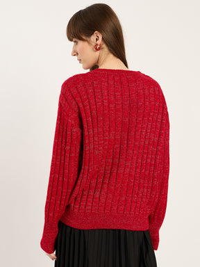 Cranberry Lurex Crew Neck Sweater