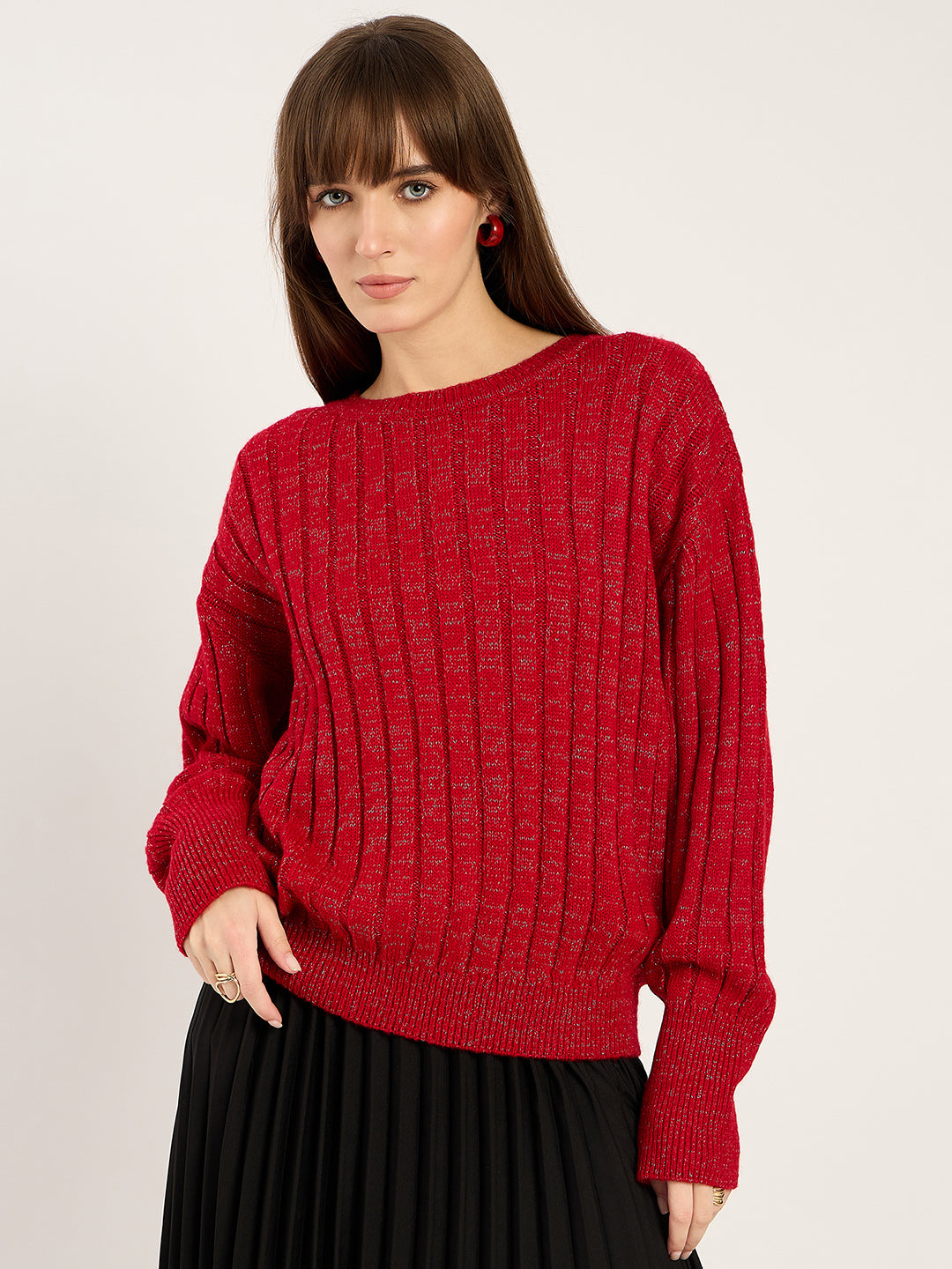 Cranberry Lurex Crew Neck Sweater