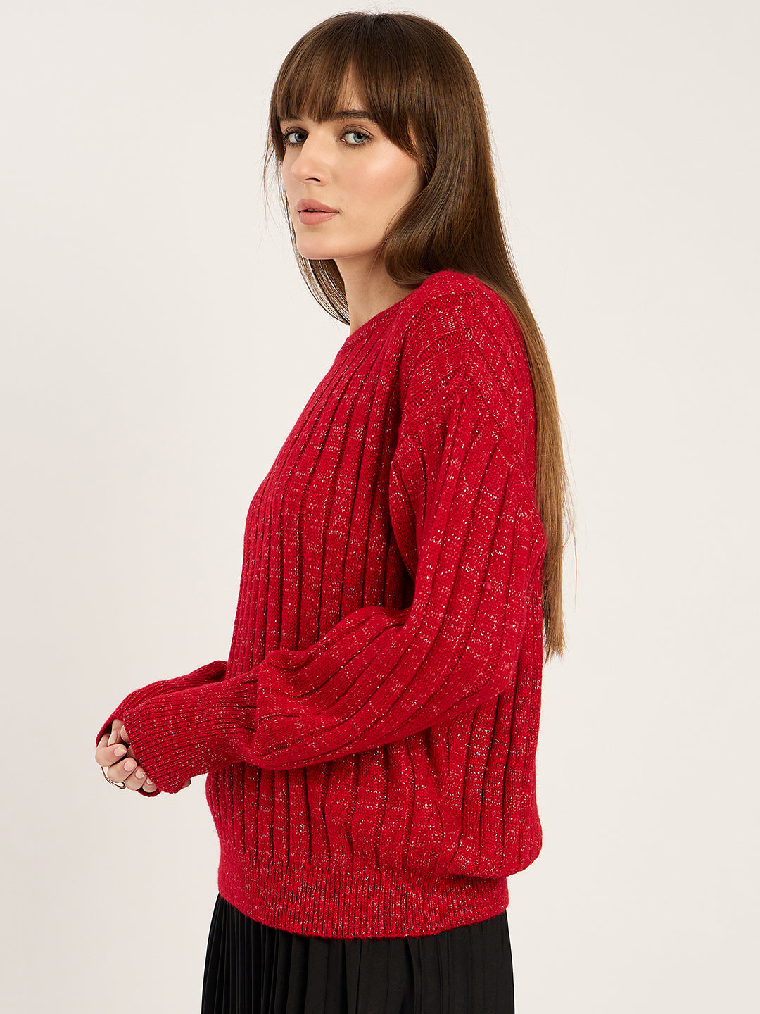 Cranberry Lurex Crew Neck Sweater