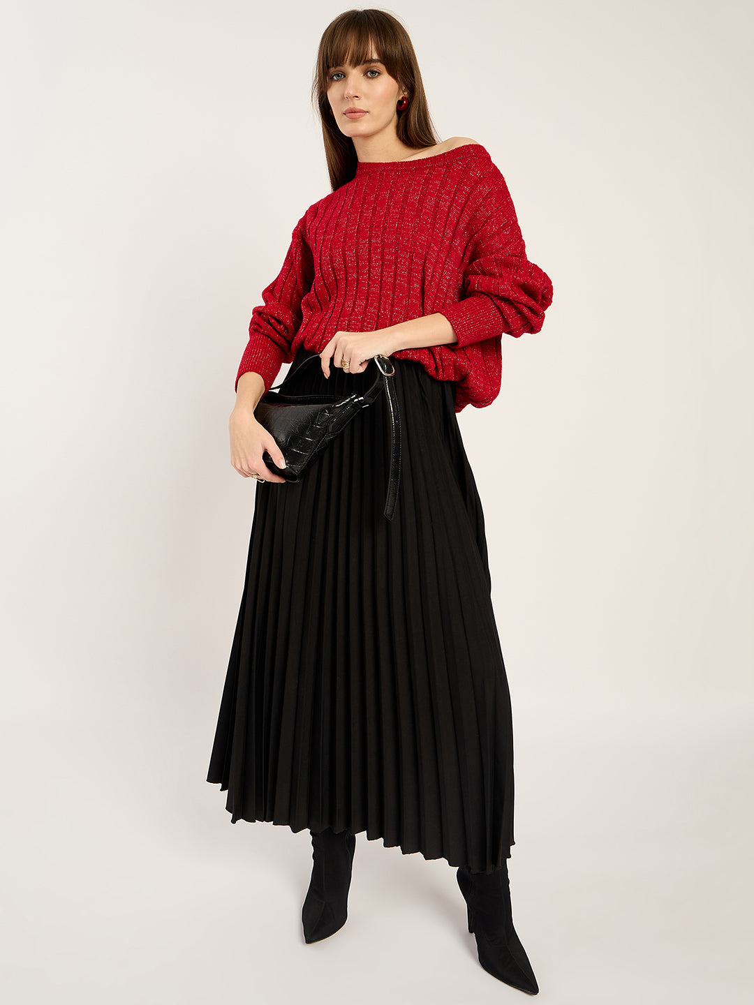 Cranberry Lurex Crew Neck Sweater