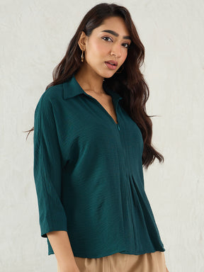 Forest Green Pleat Detail Top