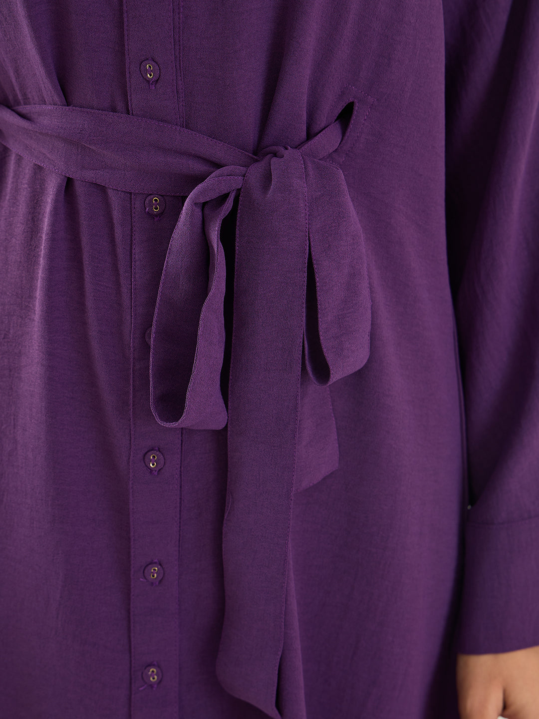 Purple Button Down Shirt Midi Dress