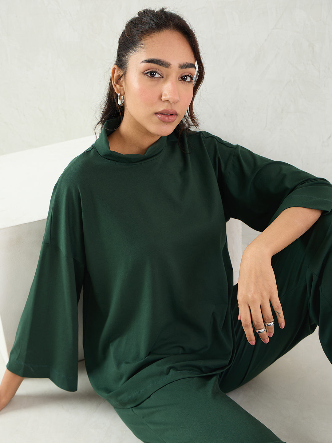 Green Cotton loungewear Co-Ord Set