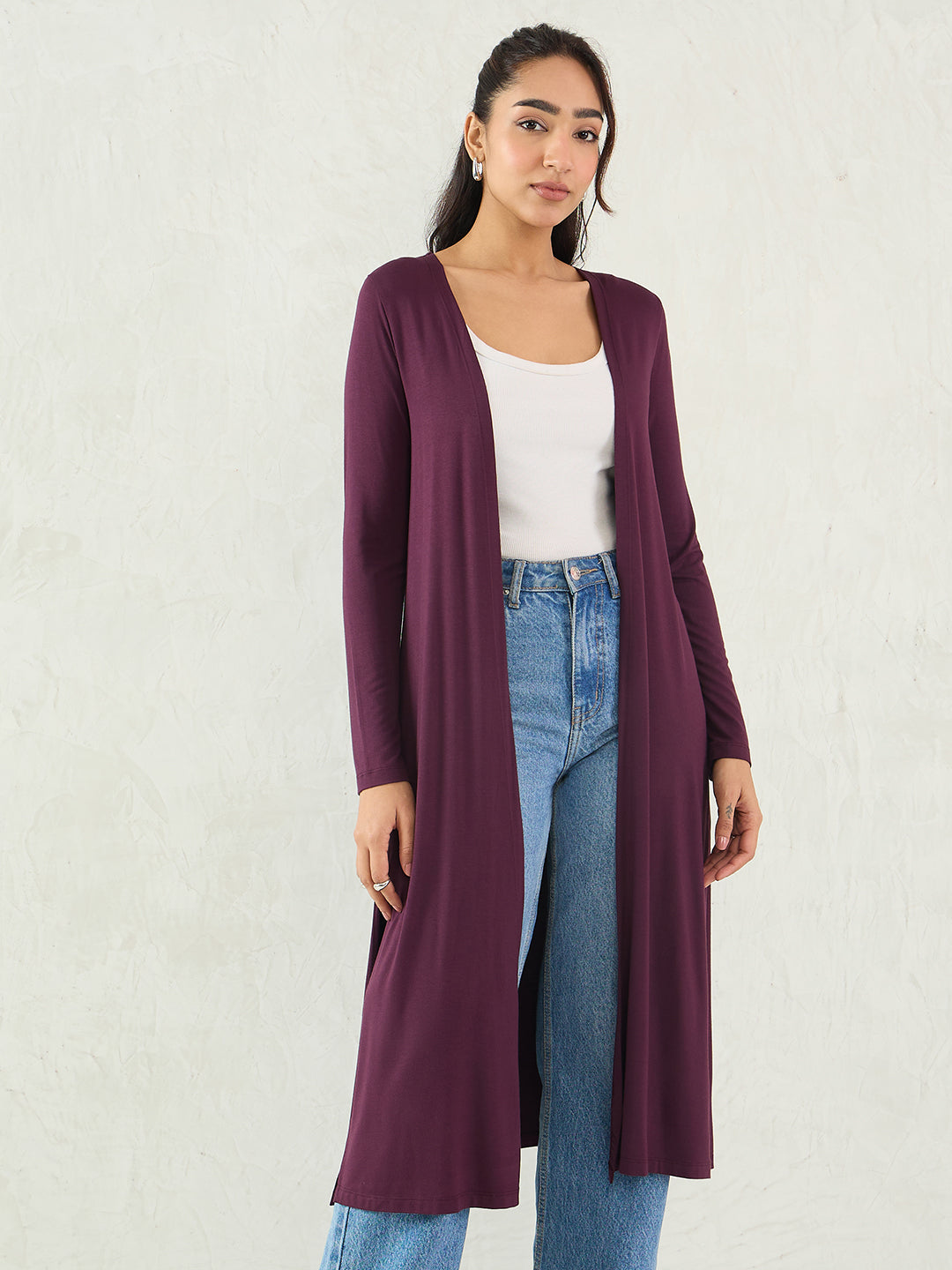 Bamboo Wine Knit Shrug