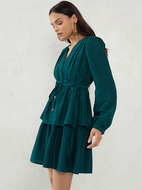 Forest Green Layered Mini Dress