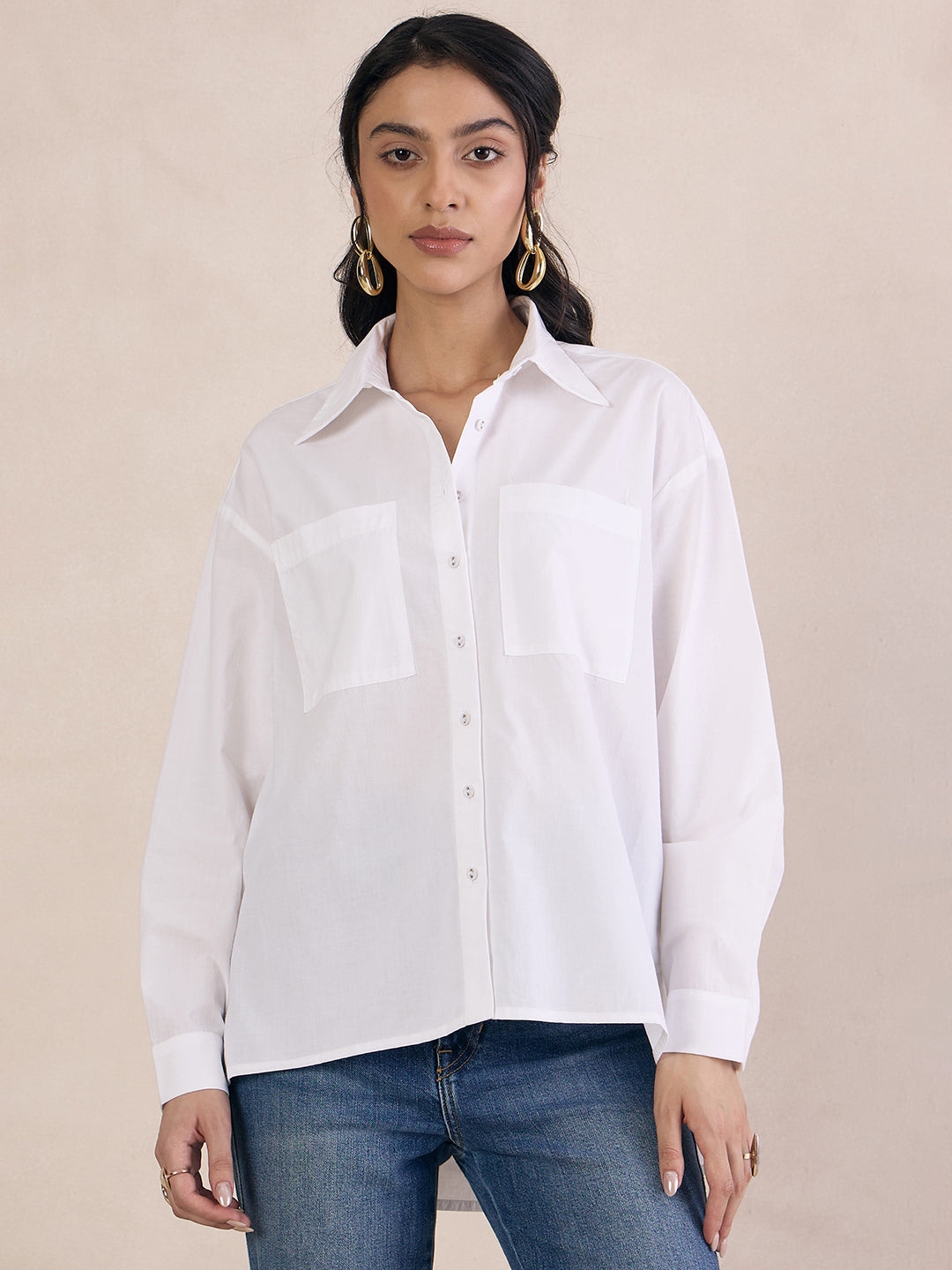 White Poplin Oversized Shirt