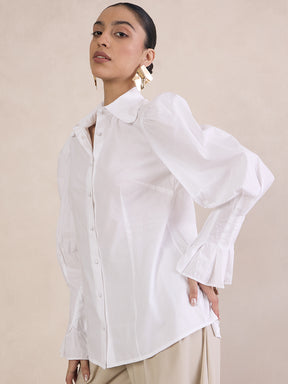 White Poplin Structured Shirt