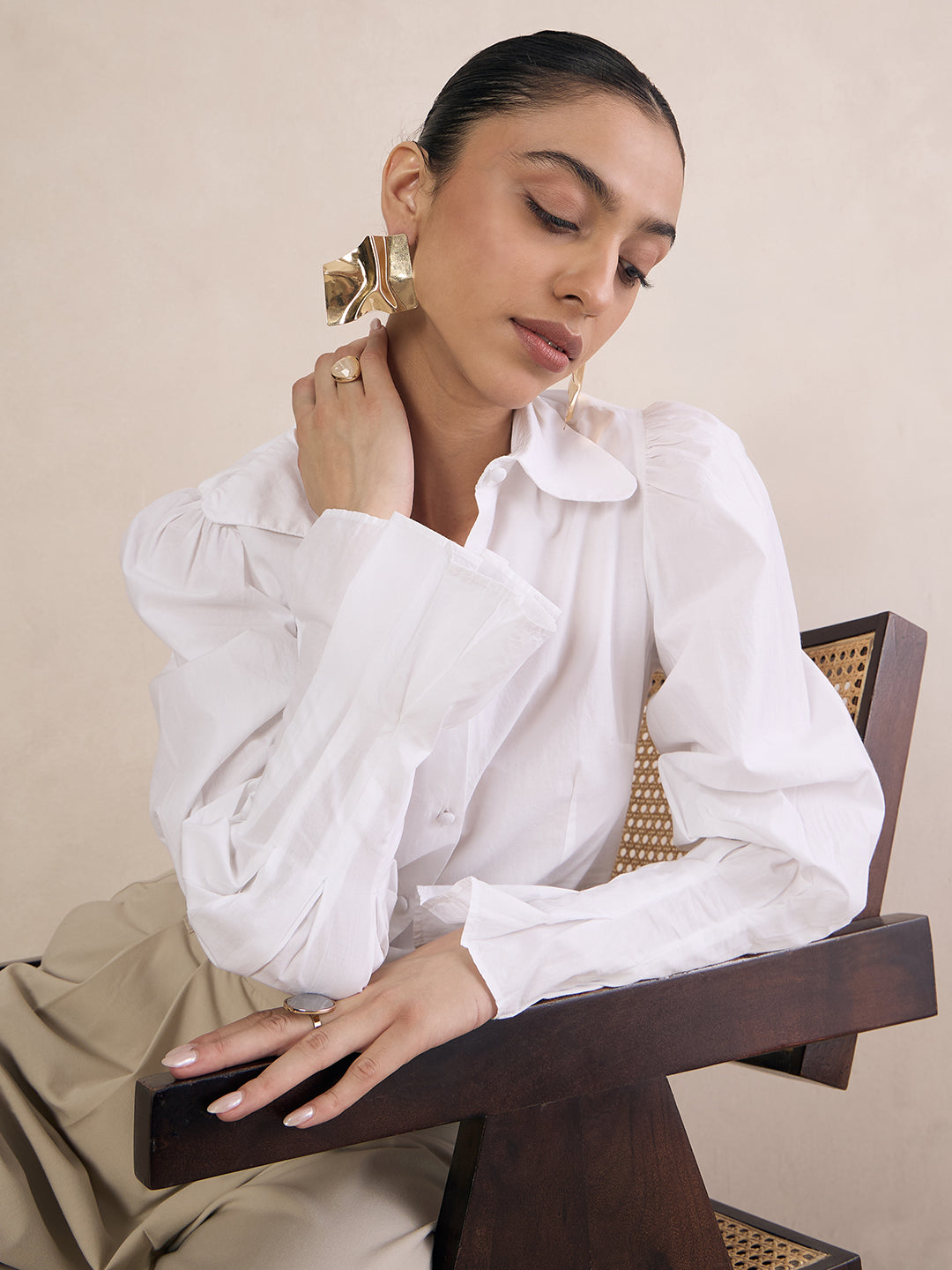 White Poplin Structured Shirt