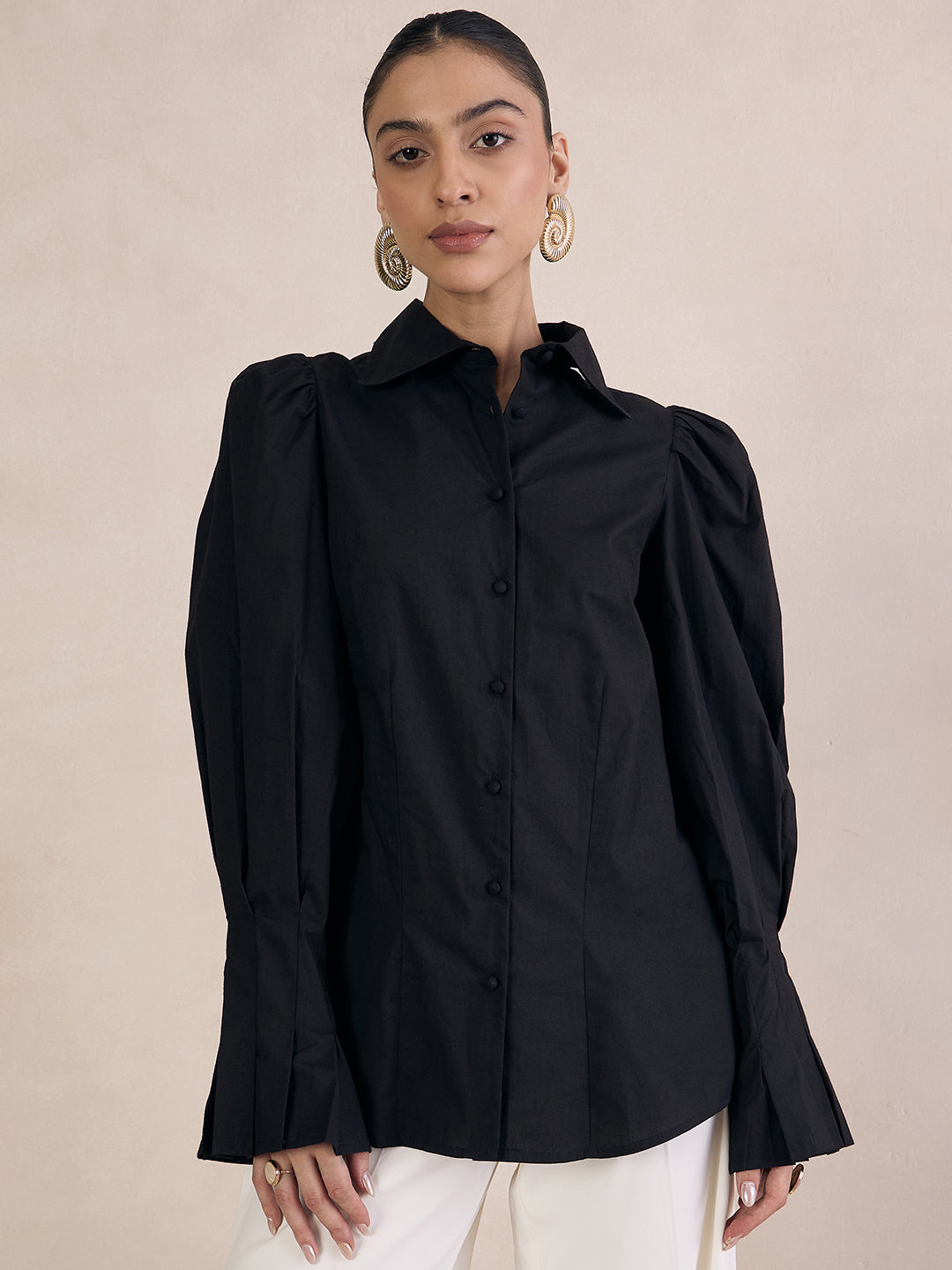 Black Poplin Structured Shirt