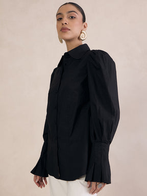 Black Poplin Structured Shirt