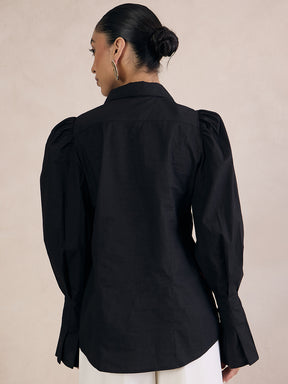 Black Poplin Structured Shirt