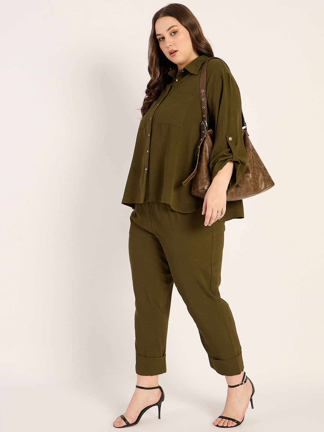 Olive Dual Pocket Shirt Co-Ord Set