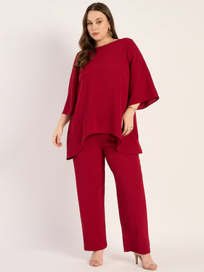 Maroon Tunic And Pants Co-Ord Set