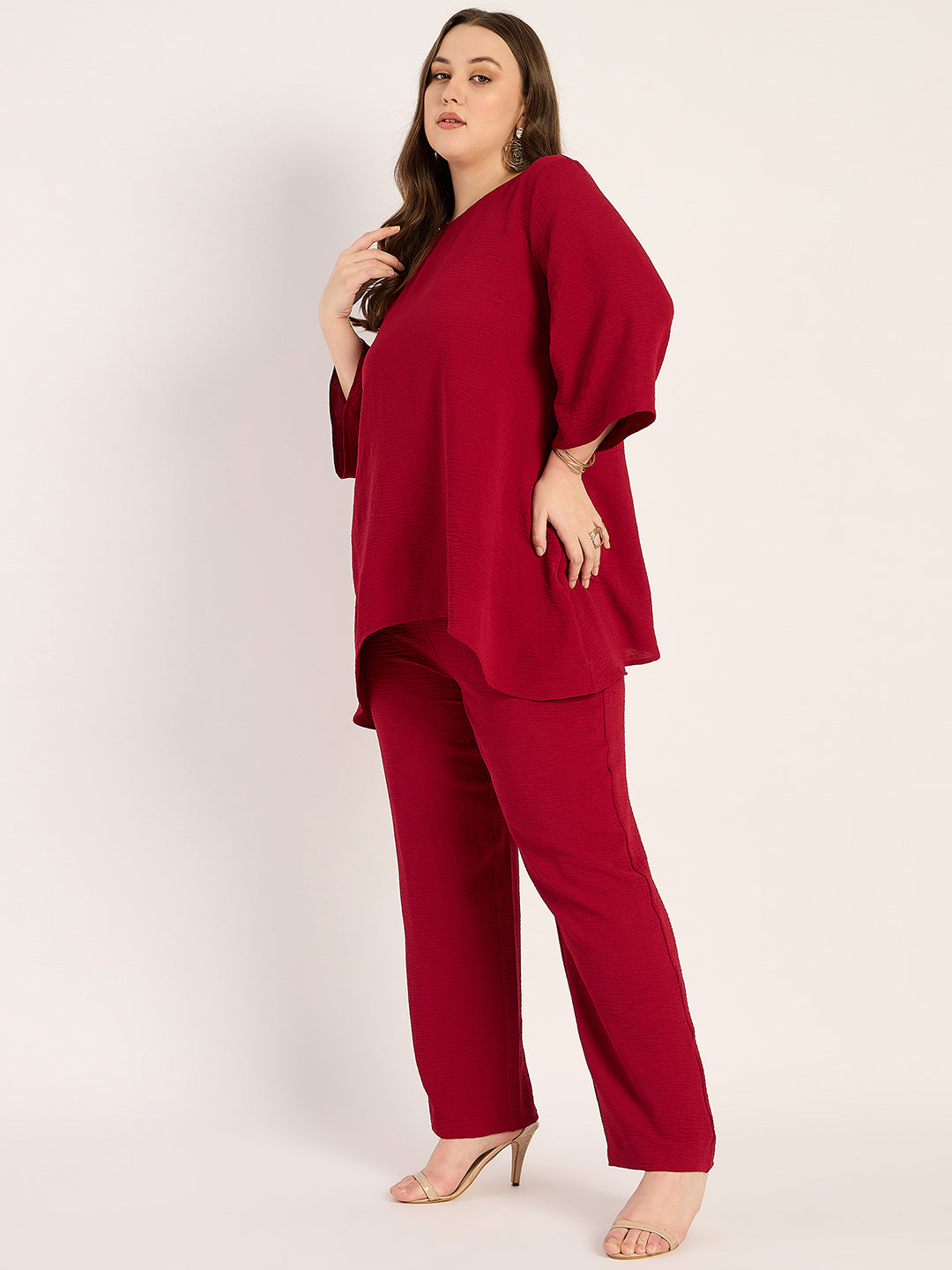 Maroon Tunic And Pants Co-Ord Set