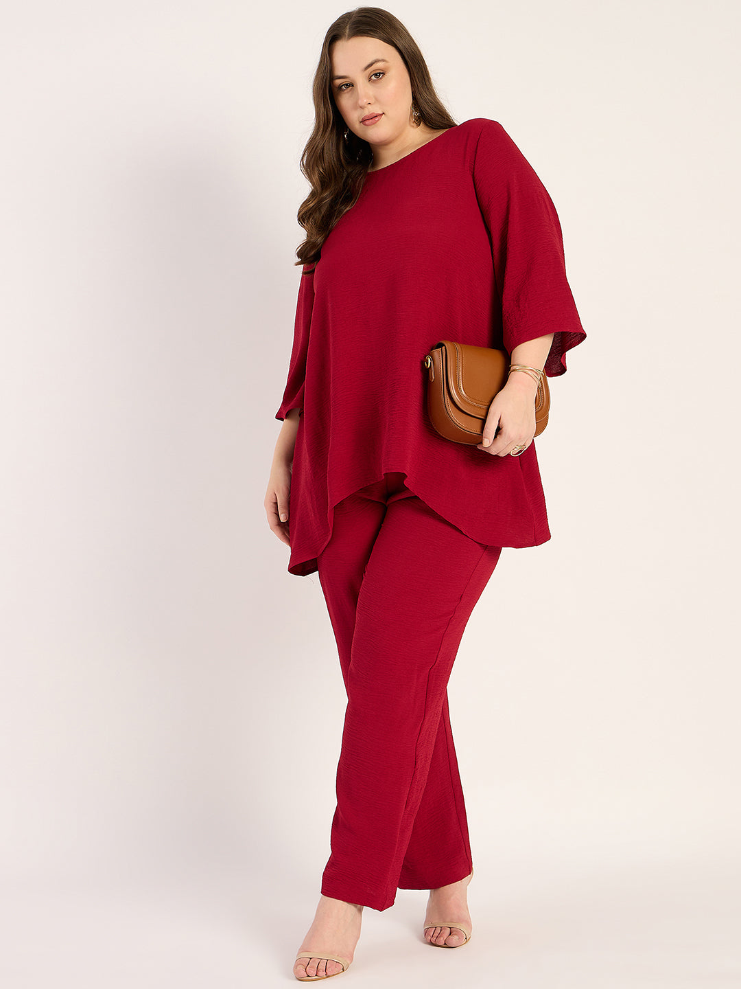 Maroon Tunic And Pants Co-Ord Set