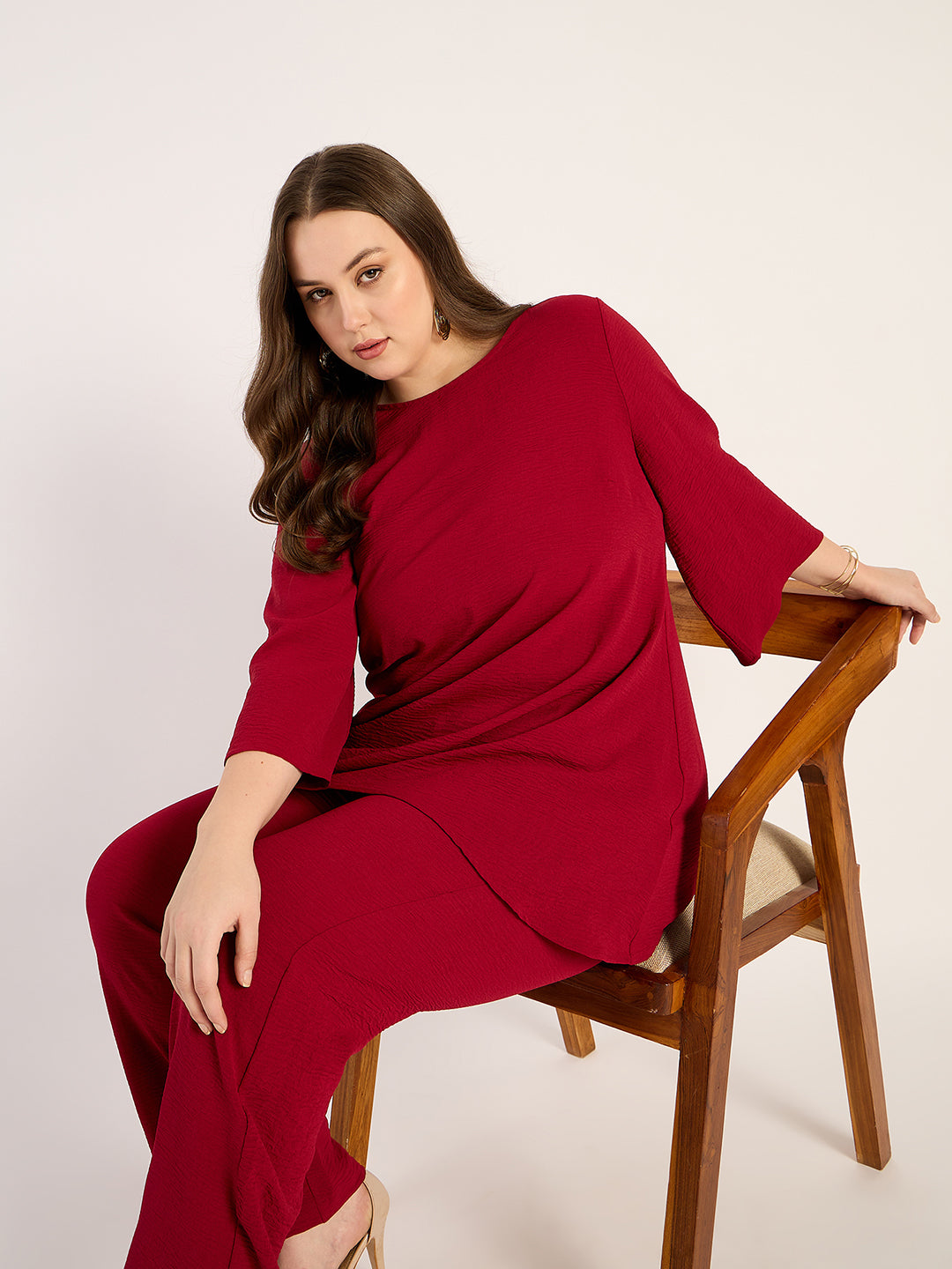 Maroon Tunic And Pants Co-Ord Set