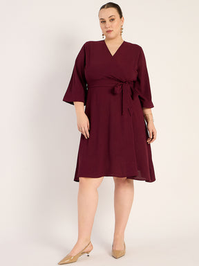 Wine Wrap Midi Dress