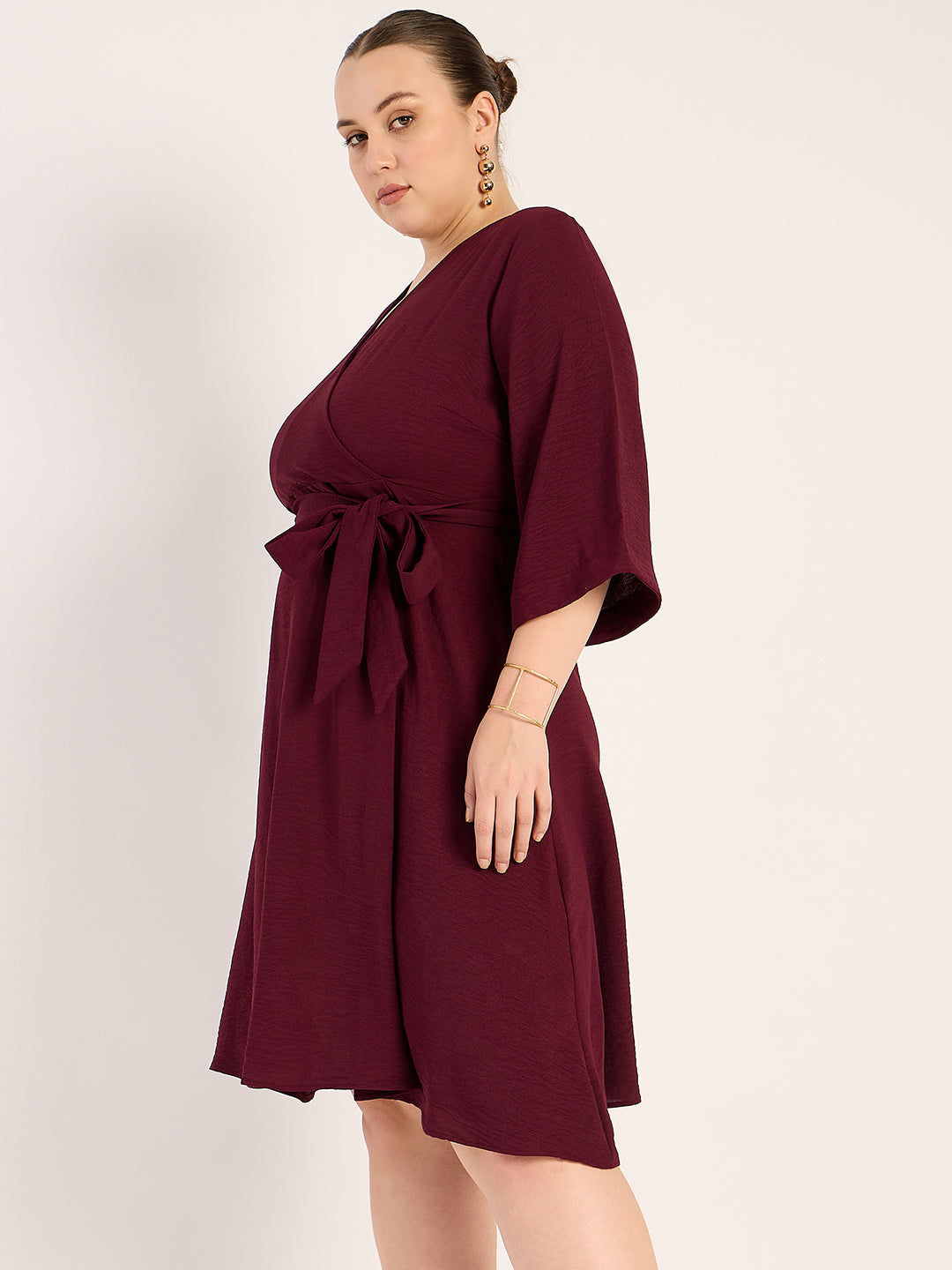 Wine Wrap Midi Dress