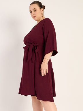 Wine Wrap Midi Dress