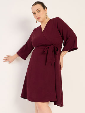 Wine Wrap Midi Dress