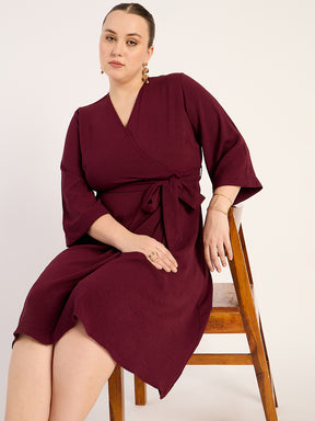 Wine Wrap Midi Dress